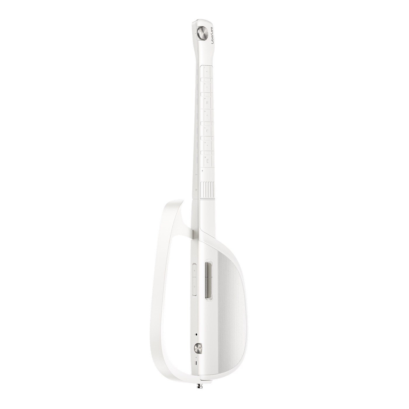 LiberLive C2 smart guitar in white, three-quarter view